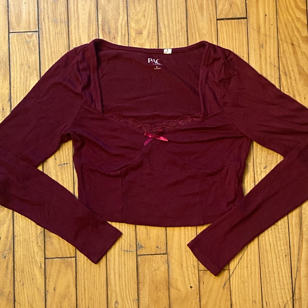 Dark red long sleeve with lace